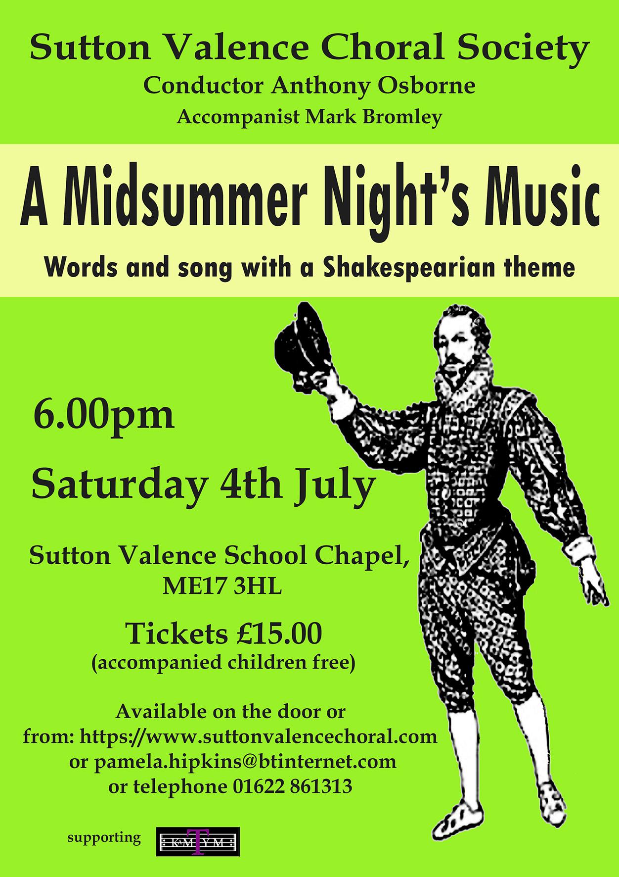 A Midsummer Night&rsquo;s Music &ndash; words and songs with a Shakespearean Theme